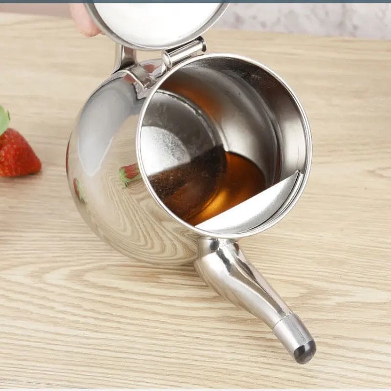 Stainless Steel Kettle Oil Filter Pot, Oil Skimmer Jug, Oil Filter Kettle, Portable Oil Strainer Pot, Cooking Oil Tank With Filter, Oil Dispenser Pot With Removable Filter, Storage Can For Kitchen Stainless Steel Kettle Oil Filter Pot, Oil Skimmer Jug, Oil Filter Kettle, Portable Oil Strainer Pot, Cooking Oil Tank With Filter, Oil Dispenser Pot With Removable Filter, Storage Can For Kitchen